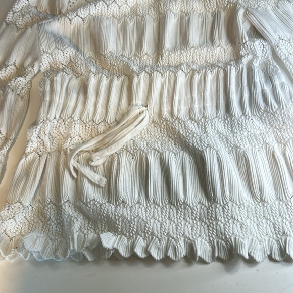 FREE PEOPLE FIRE ISLAND WHITE  KNIT CROCHET DRAWSTRING WAIST TUNIC TOP SIZE M - Picture 11 of 15